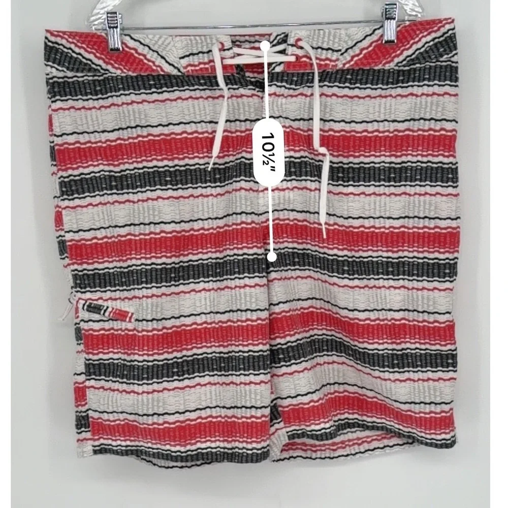 Columbia Omni Shield Swim Trunks Board Shorts Red Black White Stripe 38 48 99-19